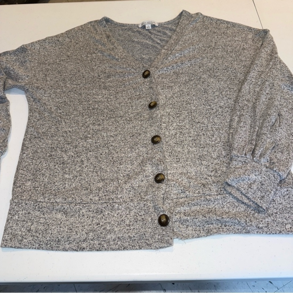 Green Envelope Women's Large Gray  Cardigan buttons‎ Super Soft